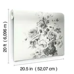 York Wallcoverings Magnolia Home Tea Rose wallpaper, color White & Black, SKU PSW1157RL