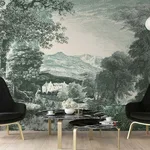 York Wallcoverings Provincial Scenic - Teal Wallpaper | Buy Online York Wallcoverings Provincial Scenic wallpaper, color Teal, SKU MU0272M