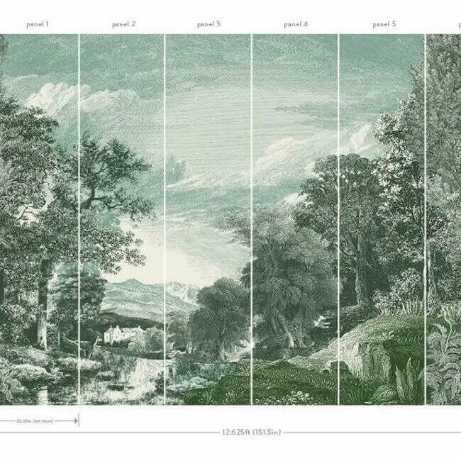 York Wallcoverings Provincial Scenic - Teal Wallpaper | Buy Online York Wallcoverings Provincial Scenic wallpaper, color Teal, SKU MU0272M