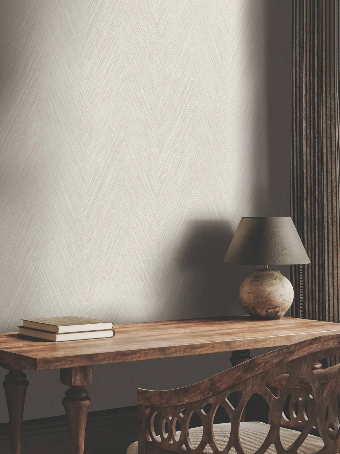 York Wallcoverings Thatched Chevron wallpaper, color Light Neutral, SKU FM1052