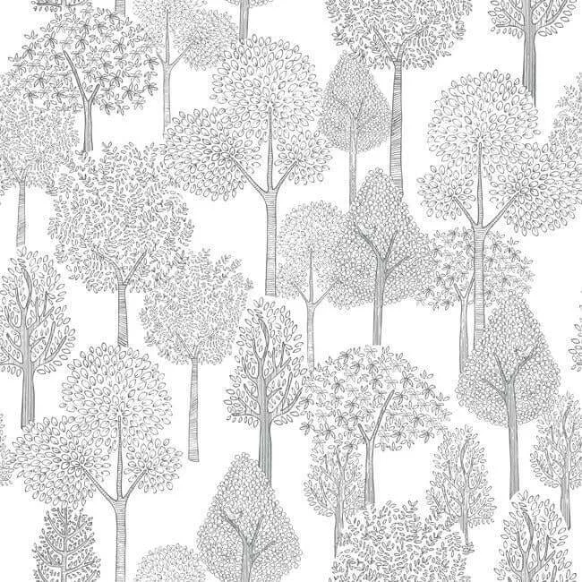 York Wallcoverings Treetops wallpaper, color Grey, SKU PSW1189RL