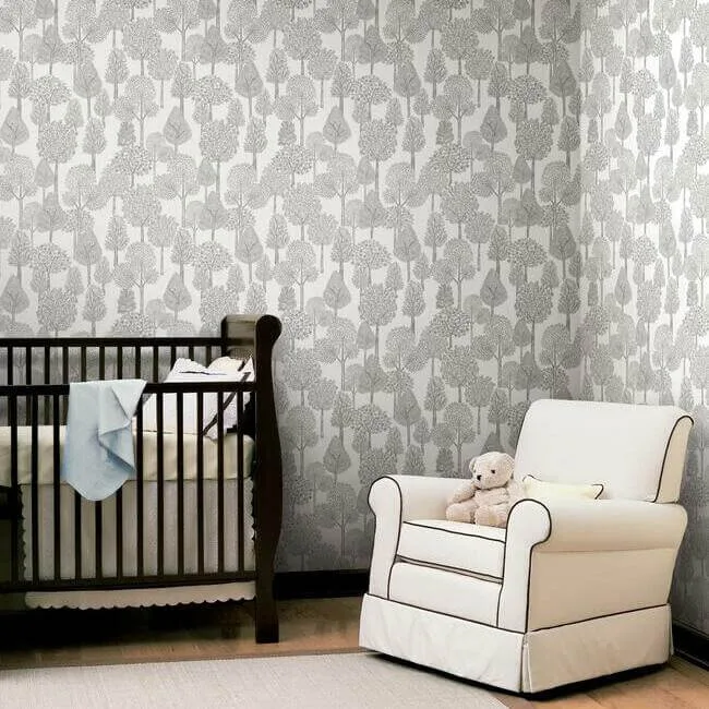 York Wallcoverings Treetops wallpaper, color Grey, SKU PSW1189RL
