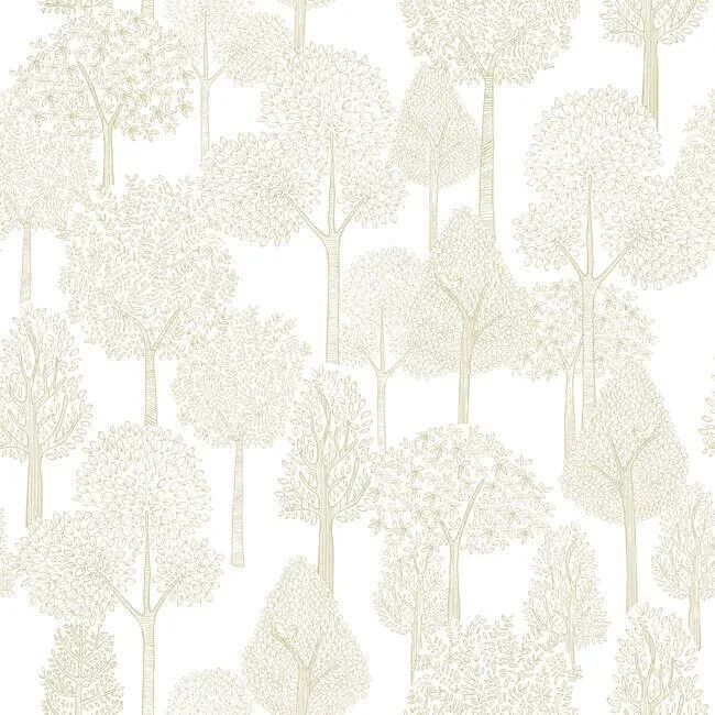 York Wallcoverings Treetops wallpaper, color Gold Metallic, SKU PSW1190RL