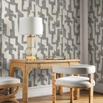 York Wallcoverings Tribe wallpaper, color Black & Taupe, SKU PSW1669RL