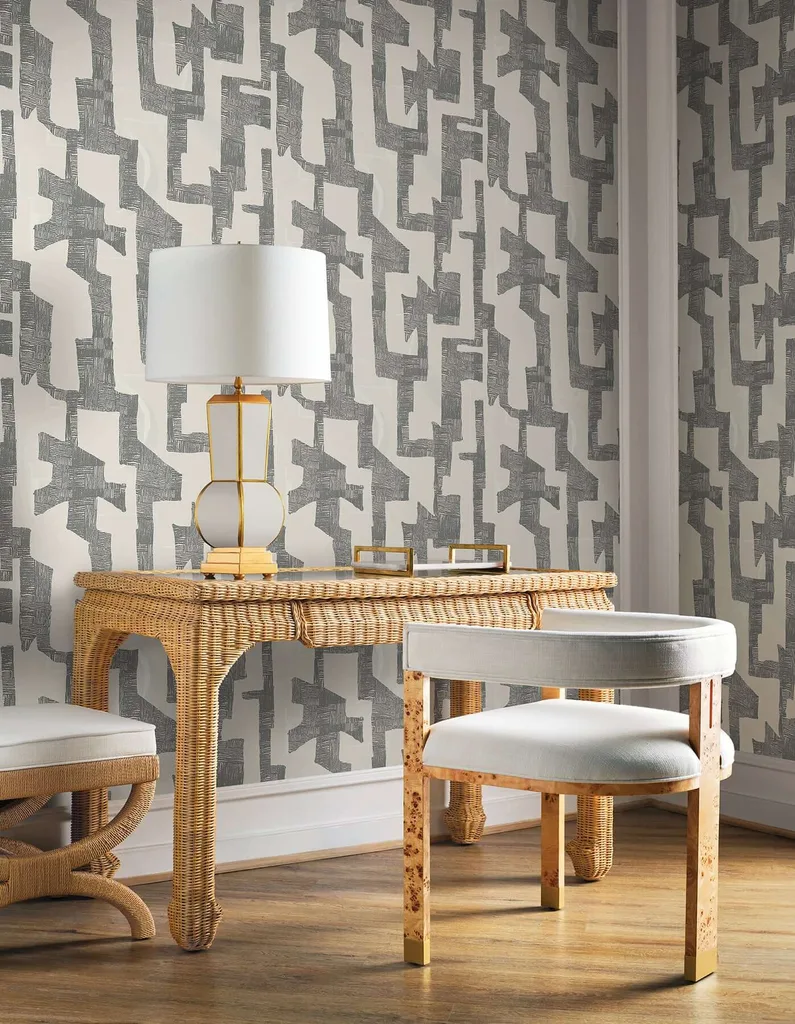 York Wallcoverings Tribe wallpaper, color Black & Taupe, SKU PSW1669RL