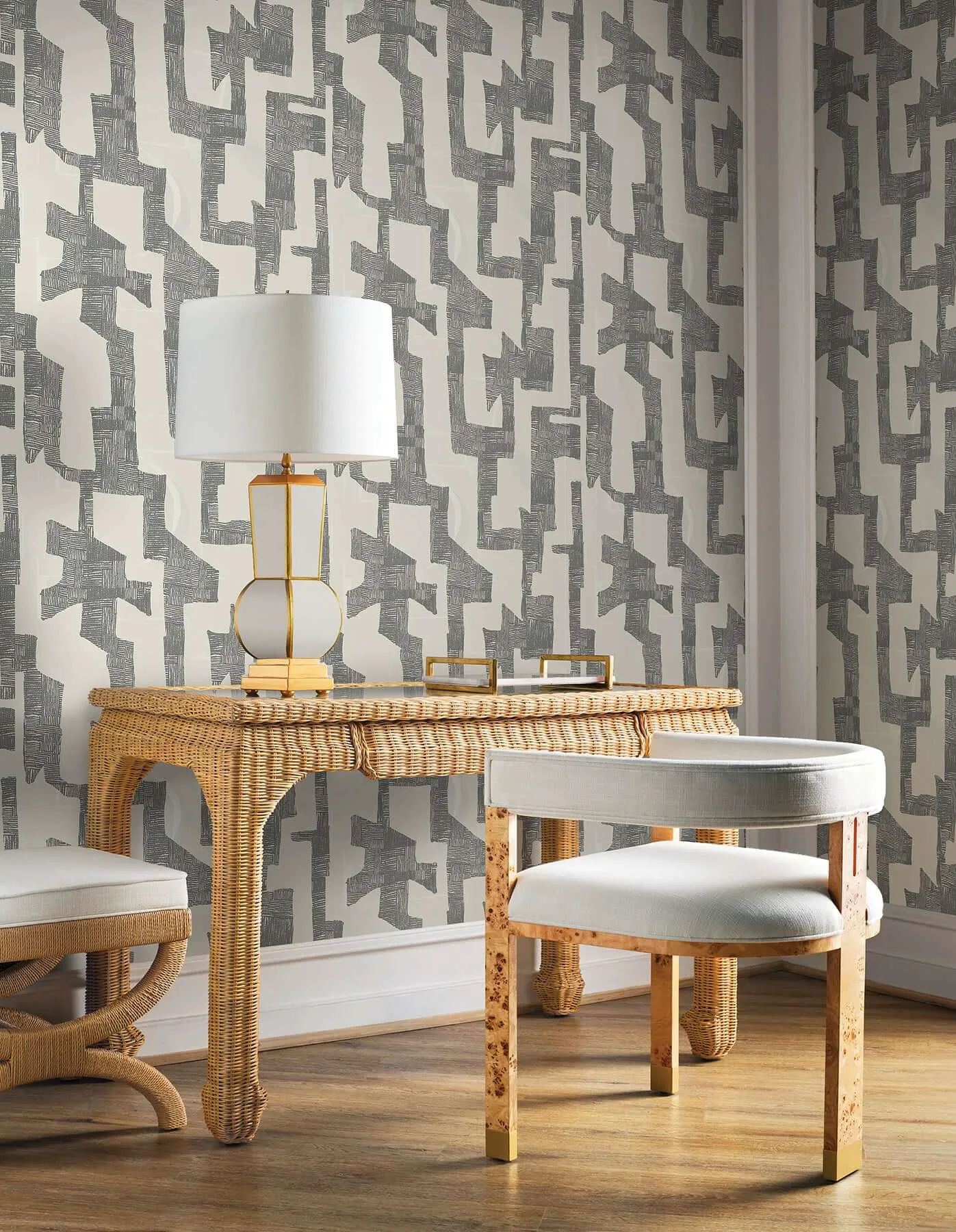 York Wallcoverings Tribe wallpaper, color Black & Taupe, SKU PSW1669RL