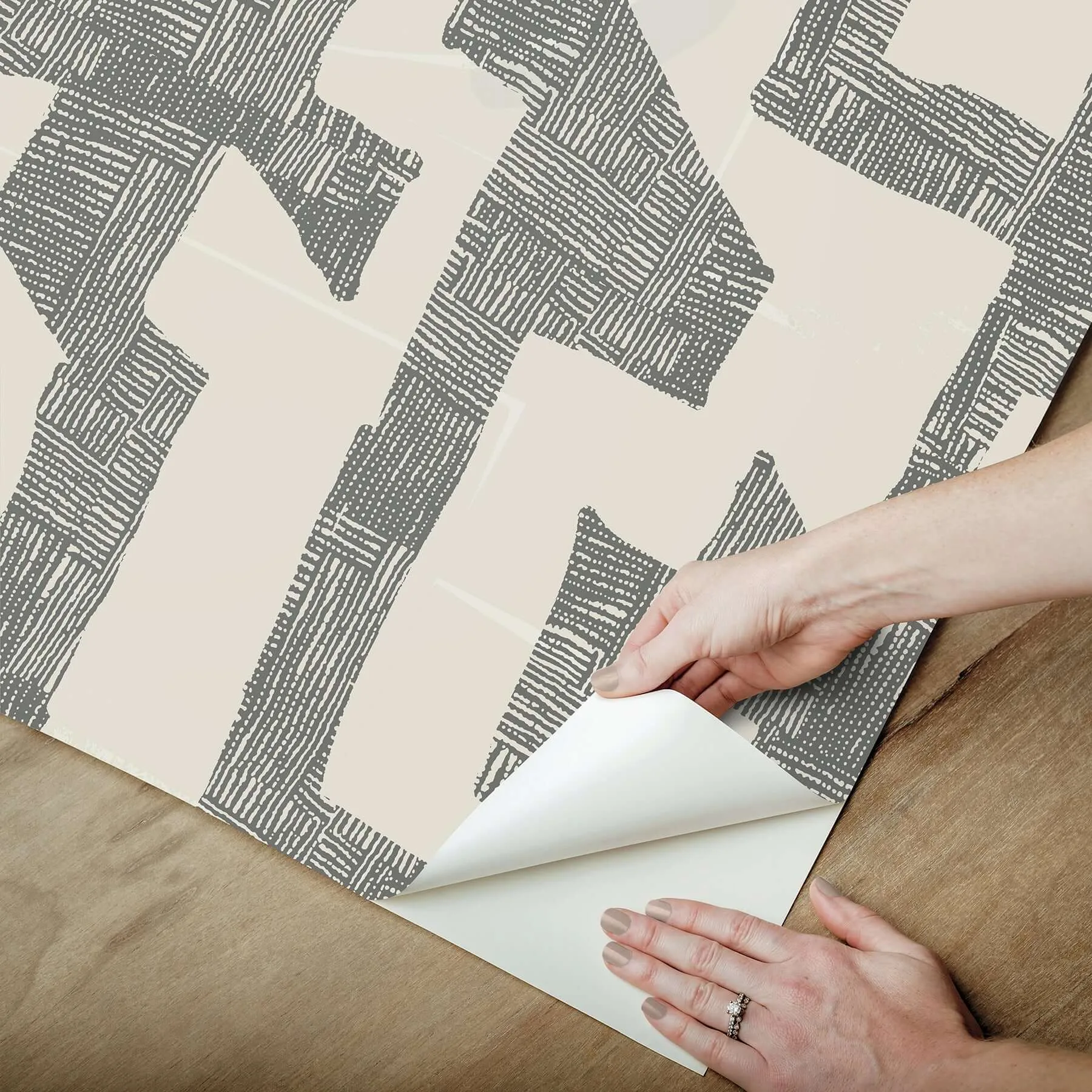 York Wallcoverings Tribe wallpaper, color Black & Taupe, SKU PSW1669RL