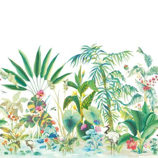 York Wallcoverings Tropical Panoramic wallpaper, color White, SKU MU0254M