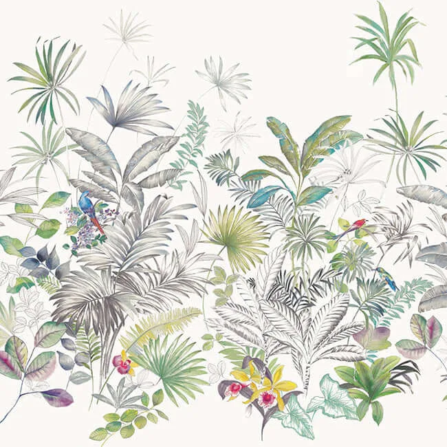 York Wallcoverings Tropical wallpaper, color Green, SKU MU0278M