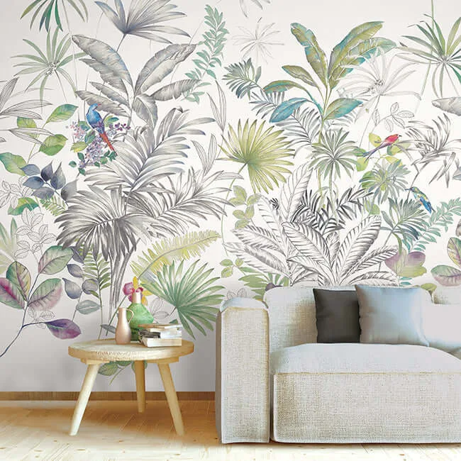 York Wallcoverings Tropical wallpaper, color Green, SKU MU0278M