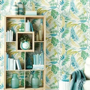 York Wallcoverings Tropical Toss wallpaper, color Aqua & Yellow, SKU TC2626