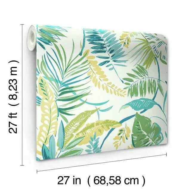 York Wallcoverings Tropical Toss - Aqua & Yellow Wallpaper | Buy Online York Wallcoverings Tropical Toss wallpaper, color Aqua & Yellow, SKU TC2626