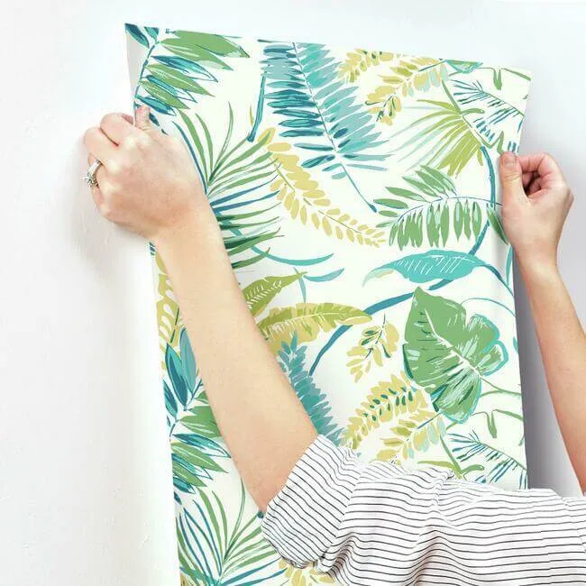 York Wallcoverings Tropical Toss - Aqua & Yellow Wallpaper | Buy Online York Wallcoverings Tropical Toss wallpaper, color Aqua & Yellow, SKU TC2626