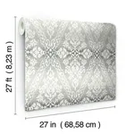 York Wallcoverings Tudor Diamond Damask wallpaper, color Black, SKU DM4931
