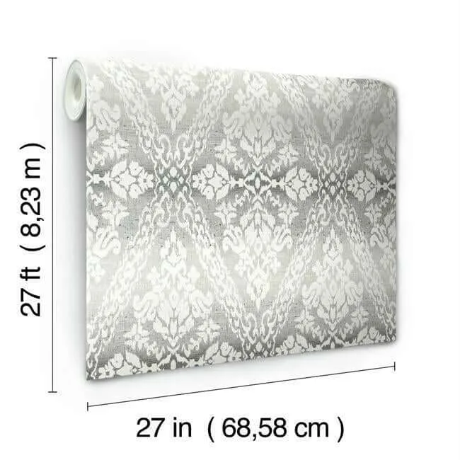 York Wallcoverings Tudor Diamond Damask wallpaper, color Black, SKU DM4931