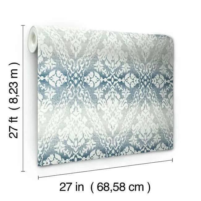 York Wallcoverings Tudor Diamond Damask - Navy Wallpaper | Buy Online York Wallcoverings Tudor Diamond Damask wallpaper, color Navy, SKU DM4932