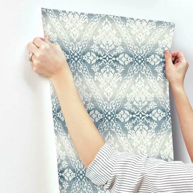 York Wallcoverings Tudor Diamond Damask - Navy Wallpaper | Buy Online York Wallcoverings Tudor Diamond Damask wallpaper, color Navy, SKU DM4932
