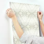 York Wallcoverings Tudor Diamond Damask - Off White Wallpaper | Buy Online York Wallcoverings Tudor Diamond Damask wallpaper, color Off White, SKU DM4933