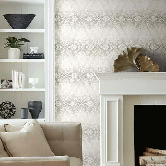 York Wallcoverings Tudor Diamond Damask wallpaper, color Grey, SKU DM4934