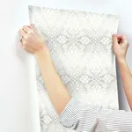 York Wallcoverings Tudor Diamond Damask - Grey Wallpaper | Buy Online York Wallcoverings Tudor Diamond Damask wallpaper, color Grey, SKU DM4934