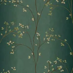 York Wallcoverings Vertical Blossoms - Teal Metallic Wallpaper | Buy Online York Wallcoverings Vertical Blossoms wallpaper, color Teal Metallic, SKU BR6224