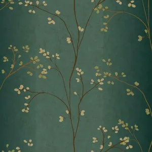 York Wallcoverings Vertical Blossoms wallpaper, color Teal Metallic, SKU BR6224