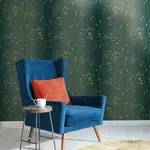 York Wallcoverings Vertical Blossoms - Teal Metallic Wallpaper | Buy Online York Wallcoverings Vertical Blossoms wallpaper, color Teal Metallic, SKU BR6224