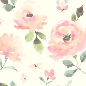 York Wallcoverings Watercolor Blooms wallpaper, color Pinks & Oranges, SKU LK8318
