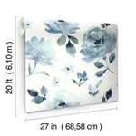 York Wallcoverings Watercolor Blooms wallpaper, color Blue, SKU PSW1074RL
