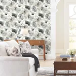 York Wallcoverings Watercolor Bouquet wallpaper, color Charcoal, SKU BL1771