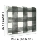 York Wallcoverings Magnolia Home Watercolor Check wallpaper, color Black, SKU PSW1169RL