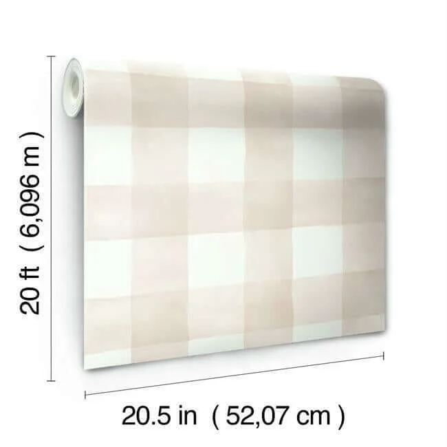 York Wallcoverings Magnolia Home Watercolor Check wallpaper, color Pink, SKU PSW1170RL