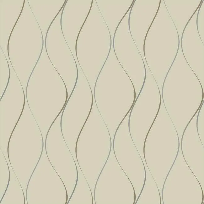York Wallcoverings Wavy Stripe wallpaper, color Beige Metallic, SKU Y6201404