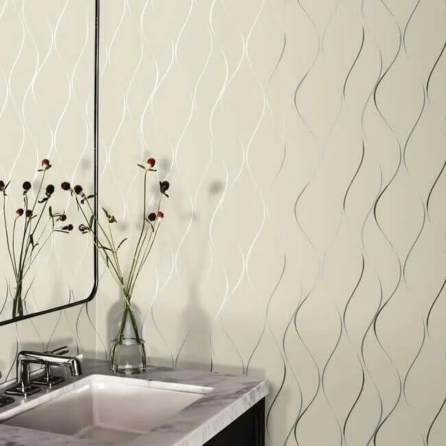 York Wallcoverings Wavy Stripe - Beige Metallic Wallpaper | Buy Online York Wallcoverings Wavy Stripe wallpaper, color Beige Metallic, SKU Y6201404