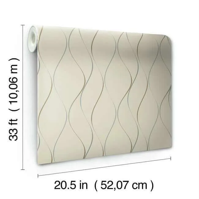 York Wallcoverings Wavy Stripe - Beige Metallic Wallpaper | Buy Online York Wallcoverings Wavy Stripe wallpaper, color Beige Metallic, SKU Y6201404