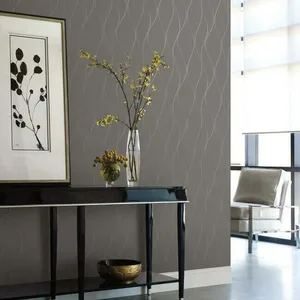 York Wallcoverings Wavy Stripe wallpaper, color Black Metallic, SKU Y6201405