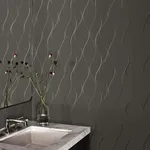 York Wallcoverings Wavy Stripe - Black Metallic Wallpaper | Buy Online York Wallcoverings Wavy Stripe wallpaper, color Black Metallic, SKU Y6201405