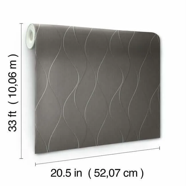 York Wallcoverings Wavy Stripe - Black Metallic Wallpaper | Buy Online York Wallcoverings Wavy Stripe wallpaper, color Black Metallic, SKU Y6201405