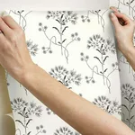 York Wallcoverings Magnolia Home Wildflower wallpaper, color Black & White, SKU PSW1153RL