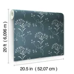 York Wallcoverings Magnolia Home Wildflower wallpaper, color White & Blue, SKU PSW1154RL