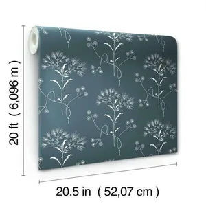 York Wallcoverings Magnolia Home Wildflower wallpaper, color White & Blue, SKU PSW1154RL