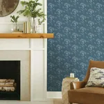 York Wallcoverings Magnolia Home Wildflower wallpaper, color White & Blue, SKU PSW1154RL
