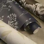 York Wallcoverings Magnolia Home Wildflower wallpaper, color White & Blue, SKU PSW1154RL