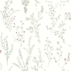 York Wallcoverings Wildflower Sprigs wallpaper, color Pink & Green, SKU FH4028