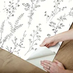 York Wallcoverings Wildflower Sprigs - Black & White Wallpaper | Buy Online York Wallcoverings Wildflower Sprigs wallpaper, color Black & White, SKU PSW1522RL