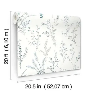York Wallcoverings Wildflower Sprigs wallpaper, color Blue & Green, SKU PSW1523RL
