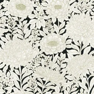 York Wallcoverings Wood Block Blooms wallpaper, color Black & Gold, SKU BW3923