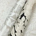 York Wallcoverings Wood Block Blooms wallpaper, color Black & Gold, SKU BW3923
