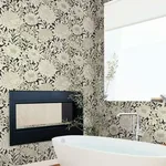 York Wallcoverings Wood Block Blooms wallpaper, color Black & Gold, SKU BW3923