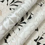 York Wallcoverings Wood Block Blooms wallpaper, color Black & Gold, SKU BW3923